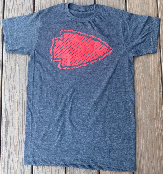 heather gray t-shirt with Chiefs distressed arrowhead logo