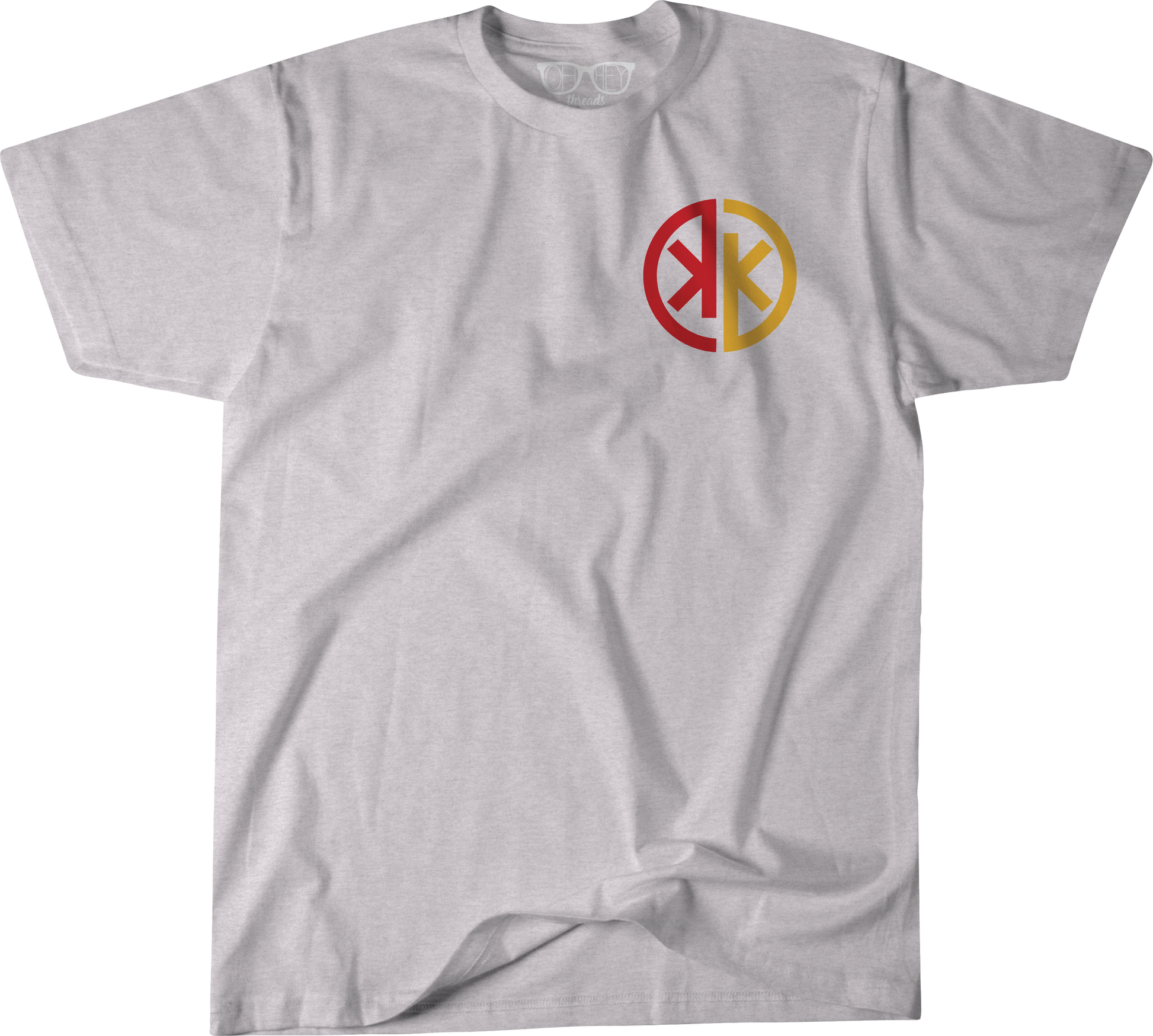 Kingdom Korner Podcast T-shirt on light white heather gray
