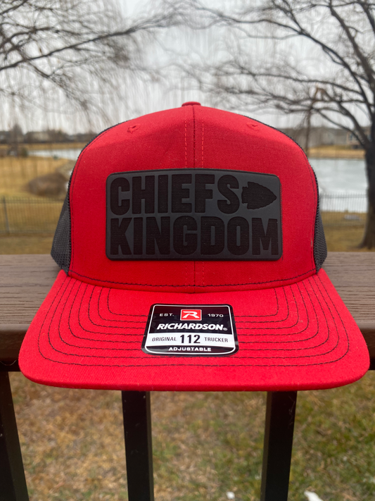 Kansas City Chiefs Kingdom Leather Patch Hat Richardson Black and Red